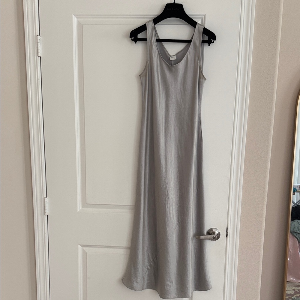 MaxMara Silver-Gray Satin Maxi Dress